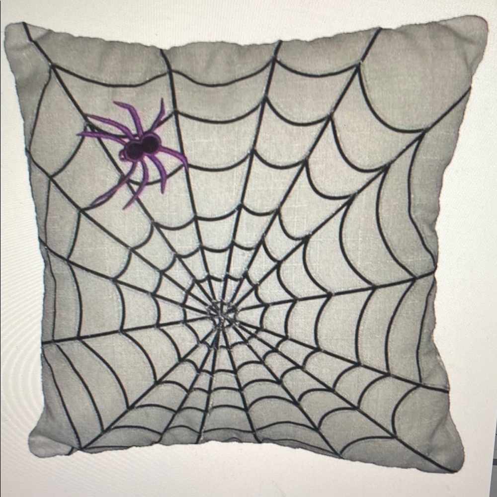 Spiderweb Decorative Throw Pillow 15" x 15" White & Black